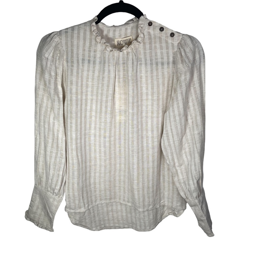Rowie The Label Pinstripe Linen Blouse Medium NWT